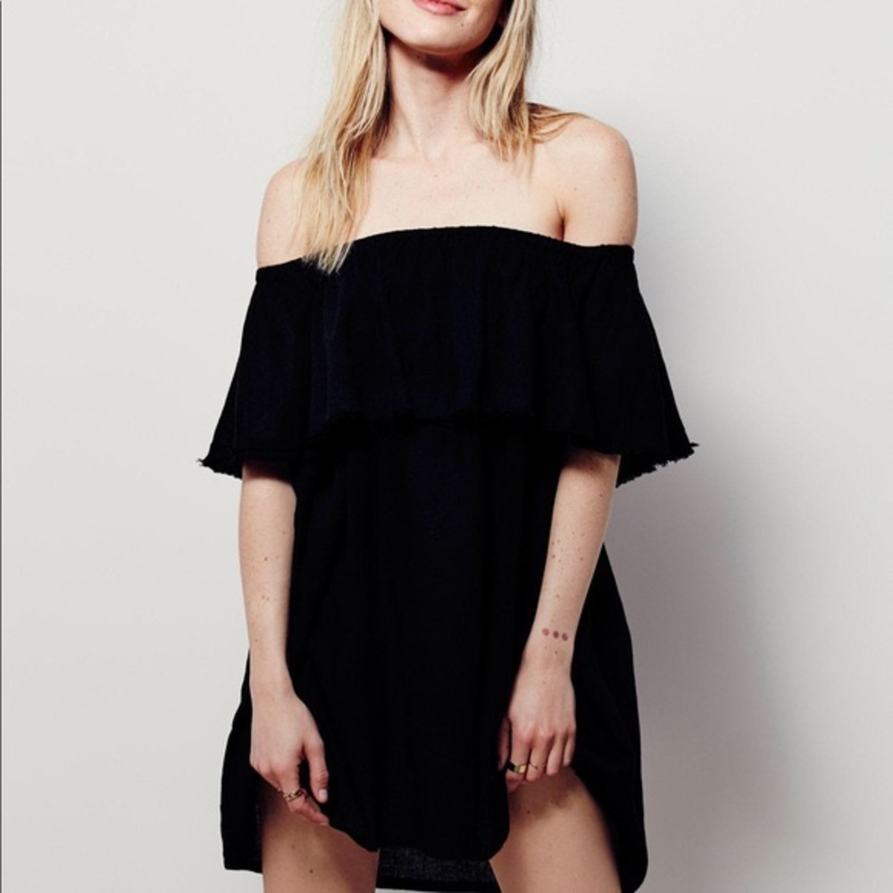 Free People Serefina Off The Shoulder Black Dress